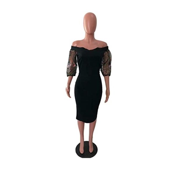 Women's Off The Should Bodycon Midi Sheath Dress - Picture 4 of 6